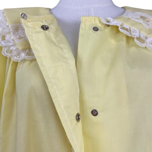 Vintage 60s Smart Time Sunny Yellow Lacy Grandma Housecoat Robe Women's Size 18 - Picture 6 of 10